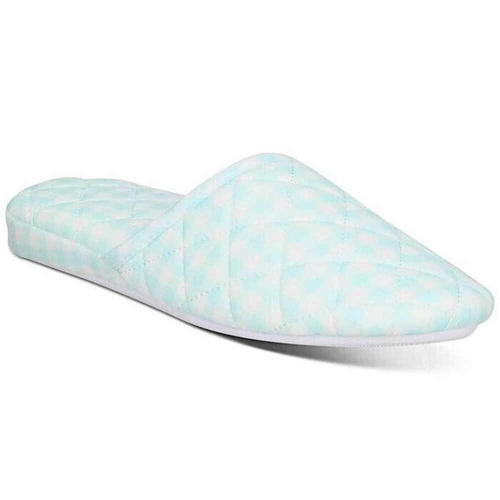 Charter Club Women’s Memory Foam Gingham Slipper Green Check Medium 7-8